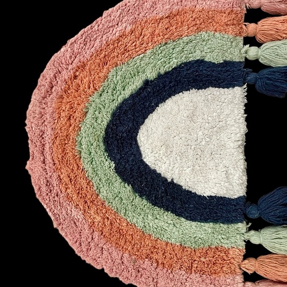 Sugar Studio 100% Cotton Rainbow Plush Tassel Rug 20” X 36” - Picture 3 of 7
